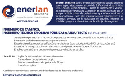 Se busca ingeniero de caminos oingeniero técnico en obras publicas o arquitecto  (Ref. INGECTOPAR)